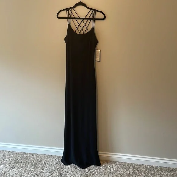 Cachet | Dresses | Cachet Black Strappy Criss Cross Back Formal Gown Size 2  | Poshmark